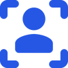 Blue person silhouette in focus brackets representing targeted client capture via Google Ads for law firms.