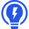 Blue lightbulb icon with a central lightning bolt representing SEO insights and rapid website visibility improvement.